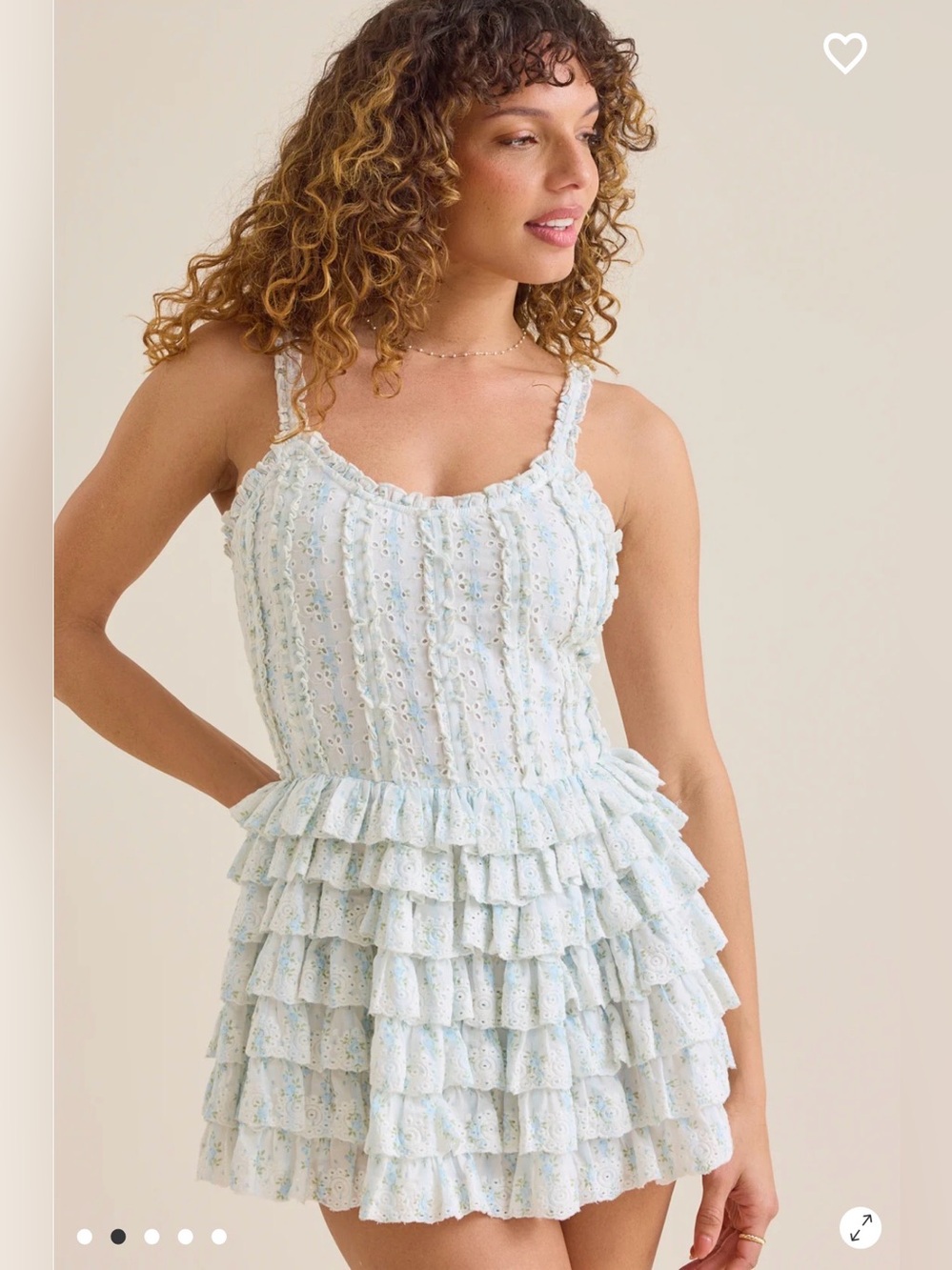 Altar'd State Light Blue Floral Eyelet Corset Dress